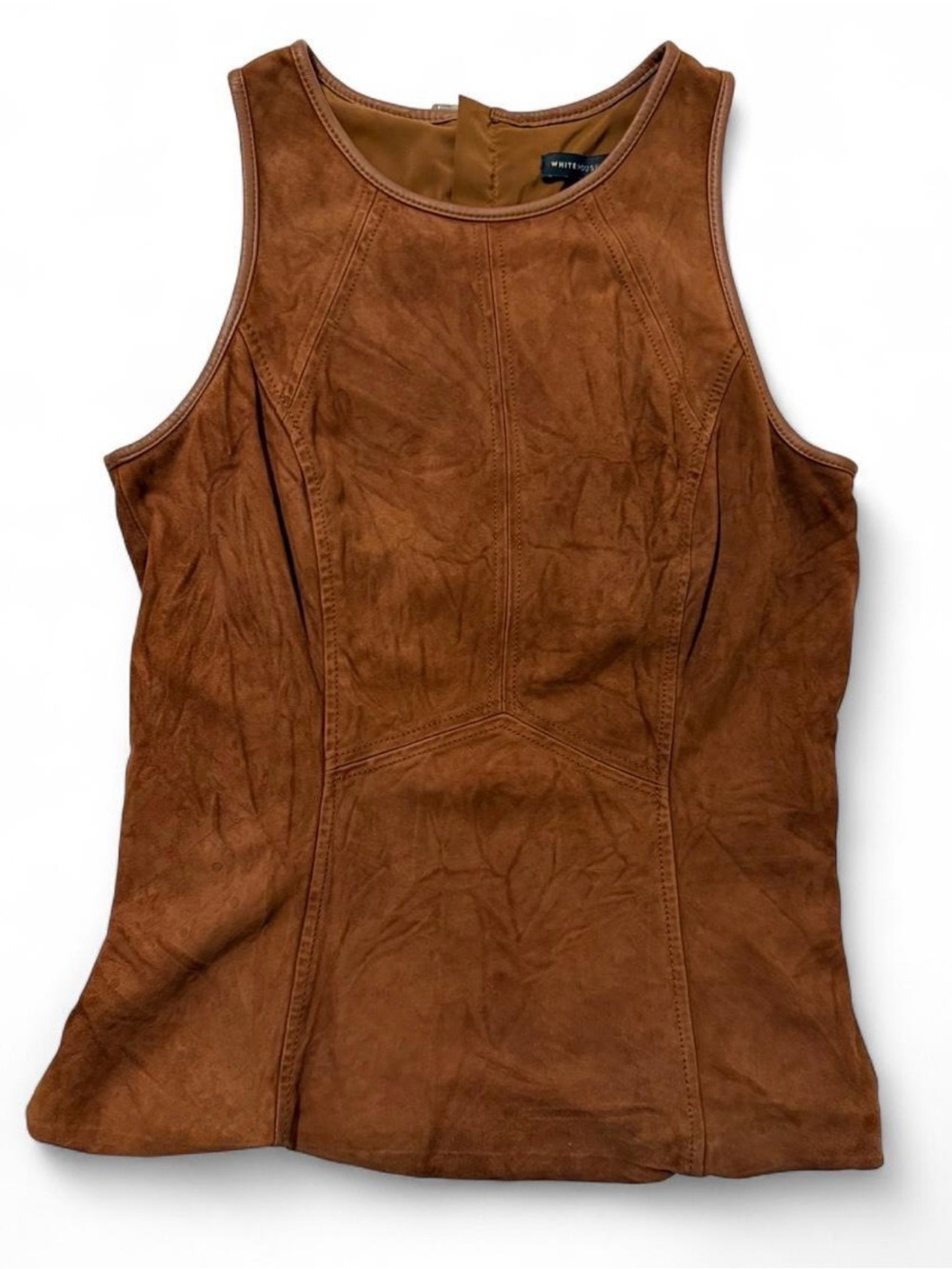 White House Black Market Brown leather Sleeveless Tank size 4